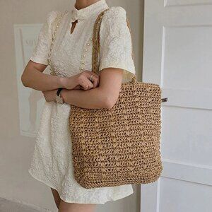Sand and Sun Tote Summer Boho Vibes Tote Bag Purse, Dark Beige